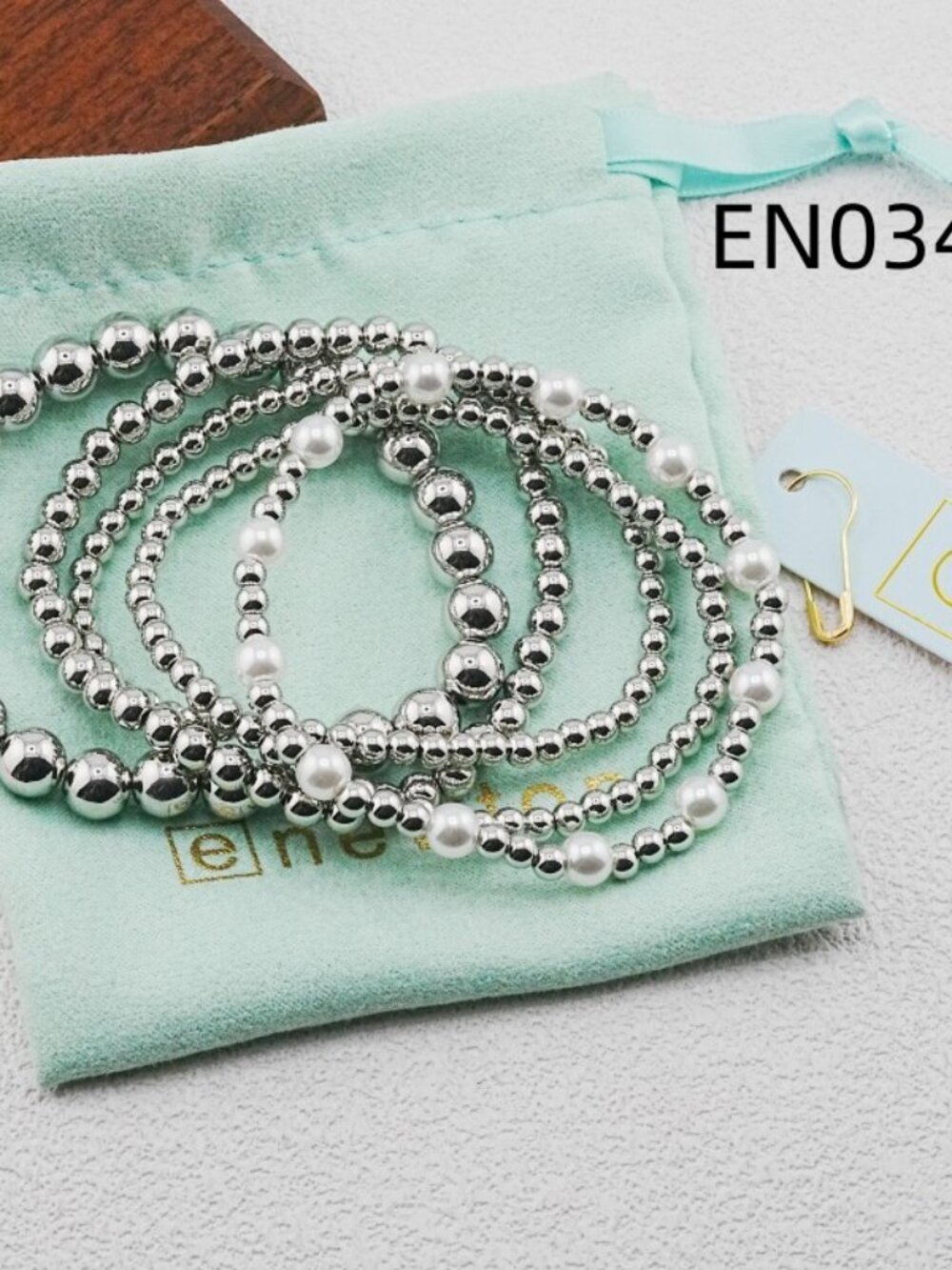 Enewton Platinum Bead & Pearl Five-Piece Bracelet Set